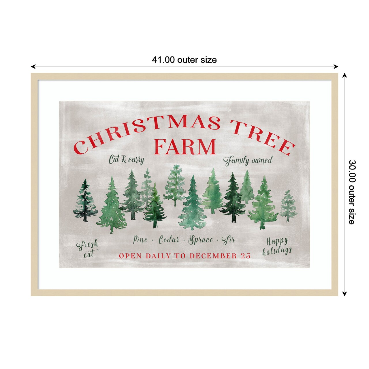 Christmas tree farm sign by Rosana Laiz Blursbyai Wood Framed Wall Art Print